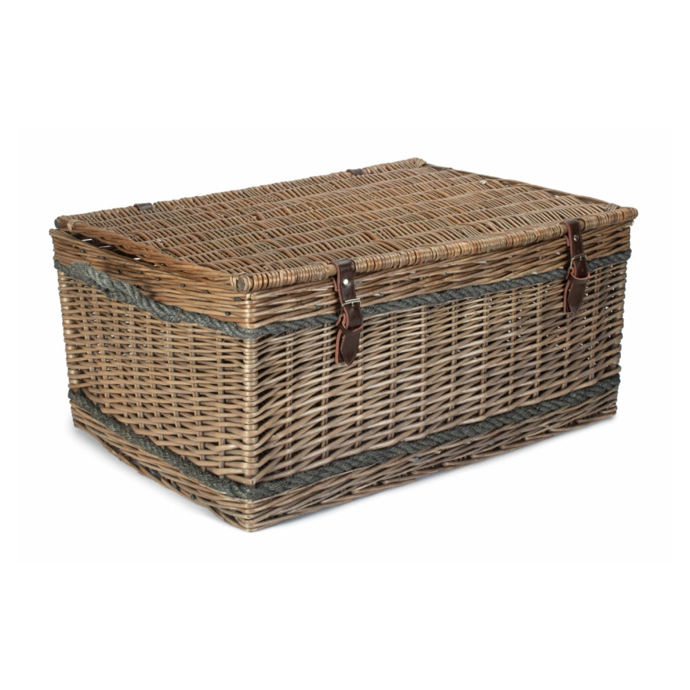 72cm Antique Wash Rope Handled Picnic Basket