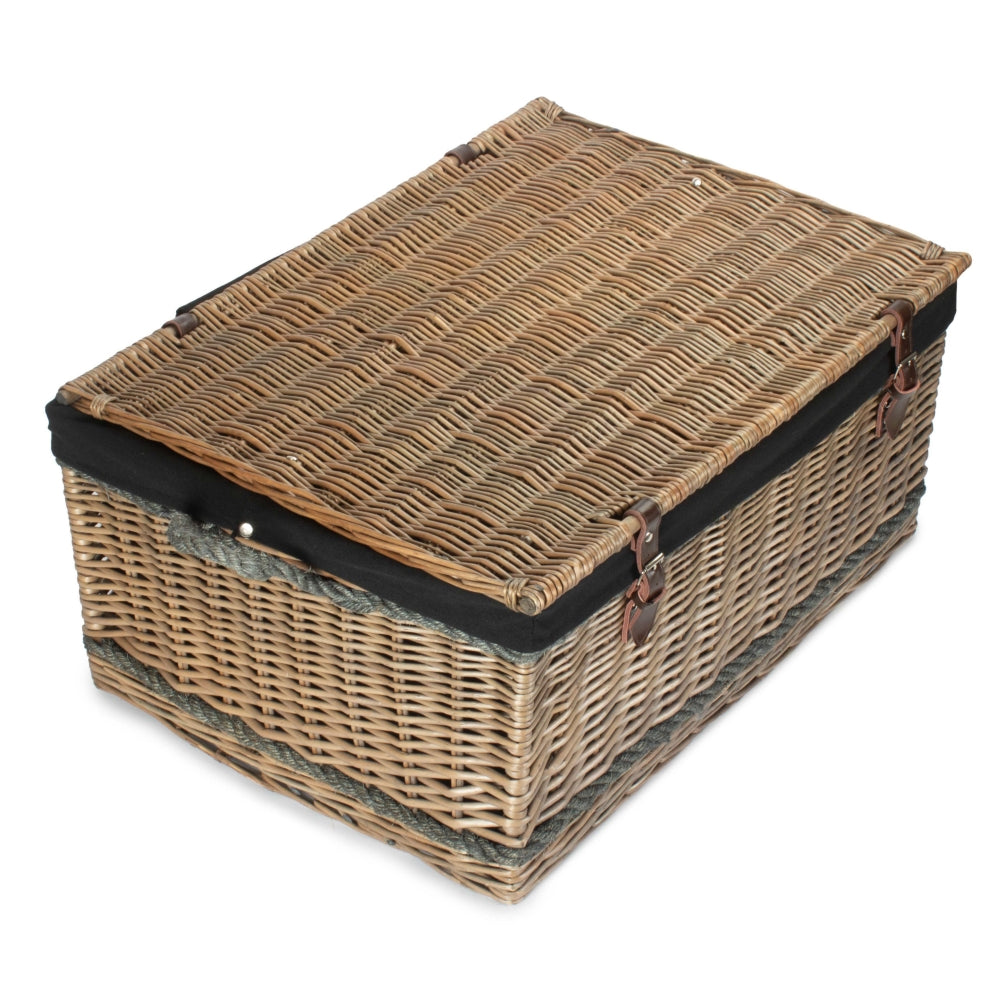 72cm Antique Wash Rope Handled Picnic Basket