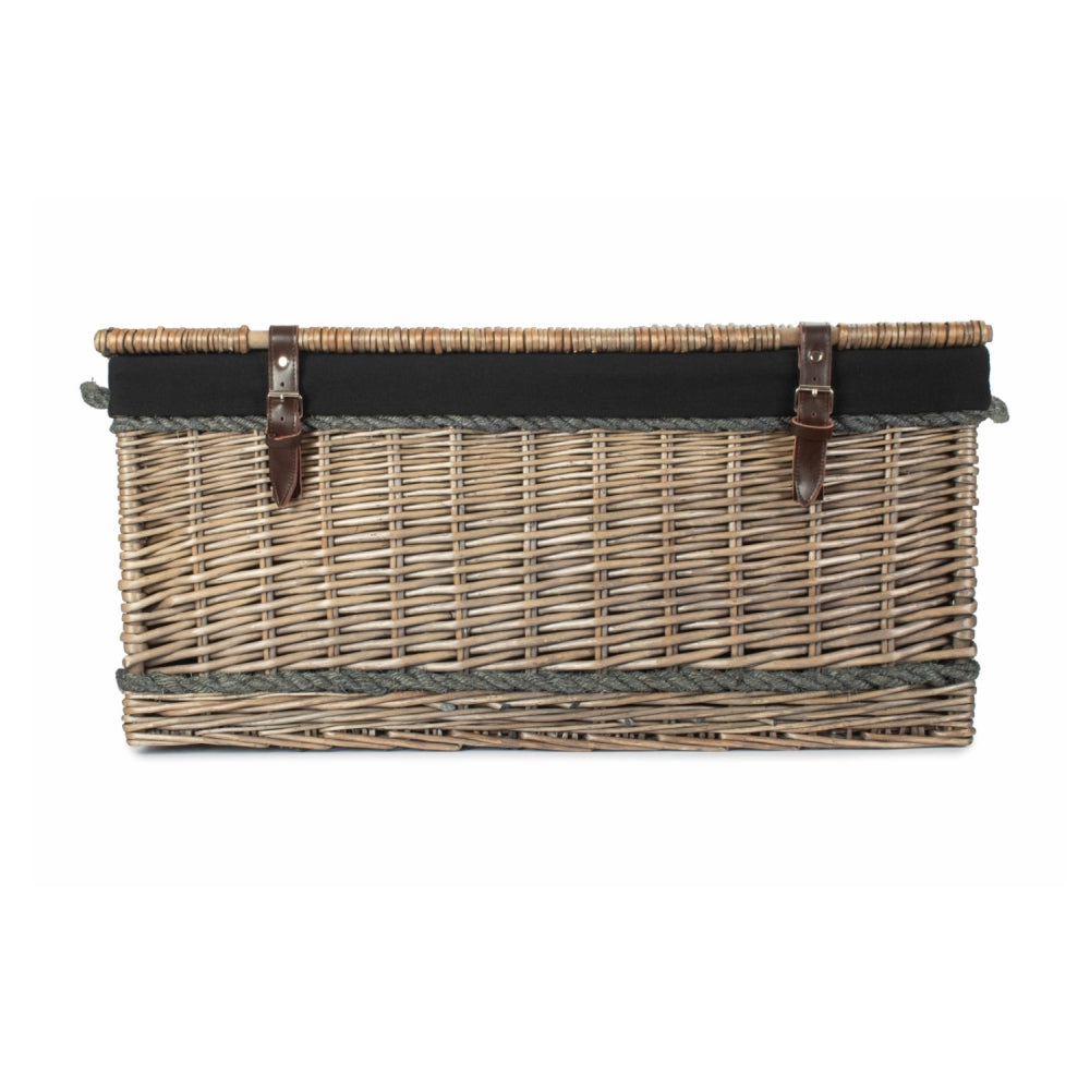 72cm Antique Wash Rope Handled Picnic Basket