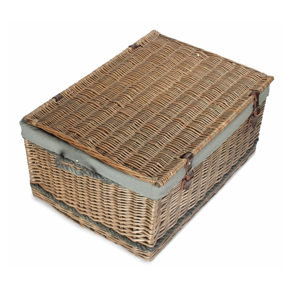 72cm Antique Wash Rope Handled Picnic Basket