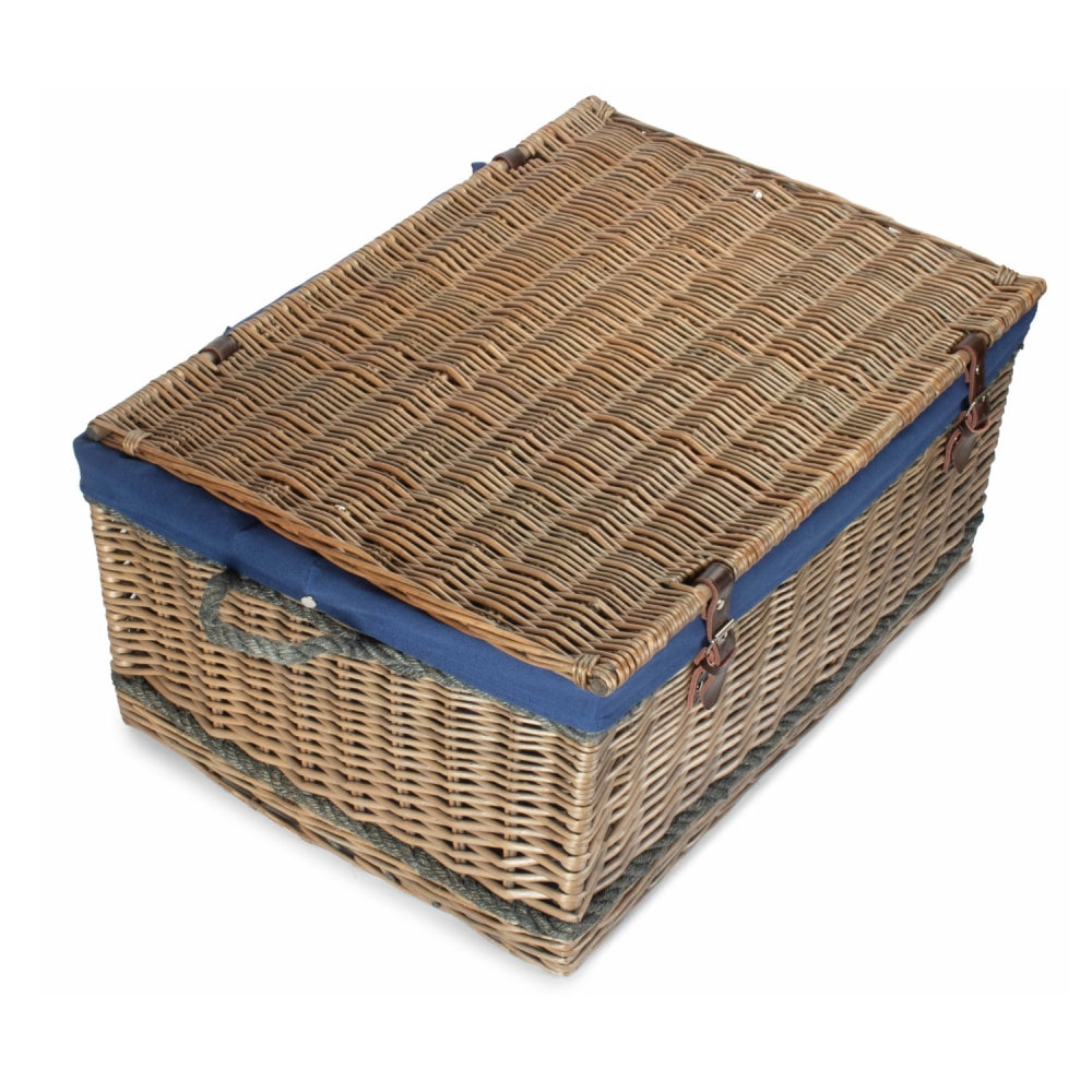 72cm Antique Wash Rope Handled Picnic Basket