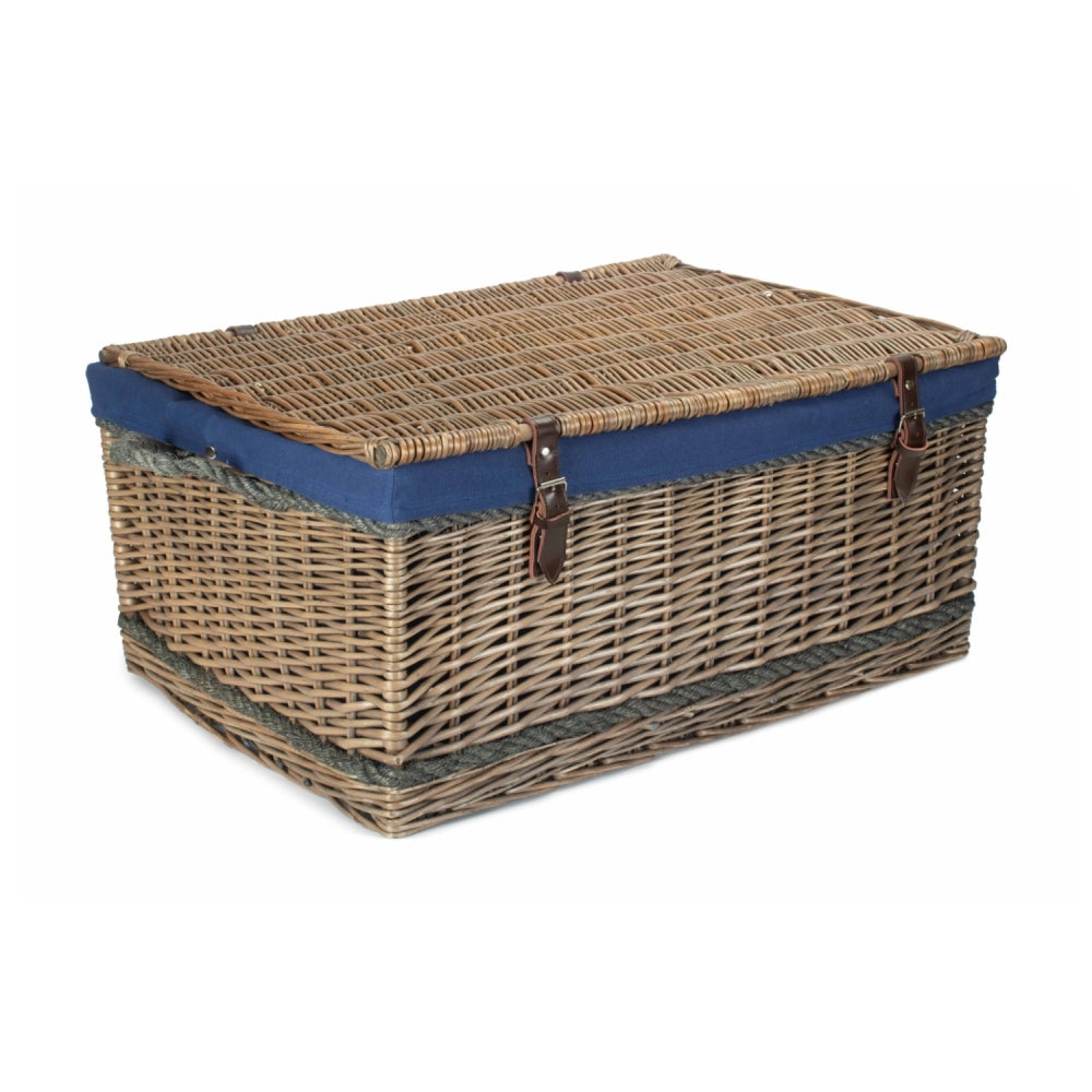 72cm Antique Wash Rope Handled Picnic Basket