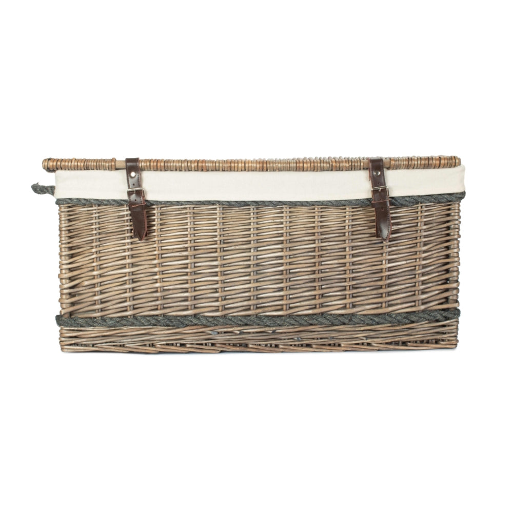 72cm Antique Wash Rope Handled Picnic Basket