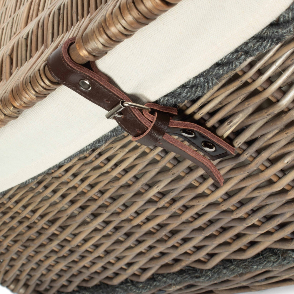 72cm Antique Wash Rope Handled Picnic Basket