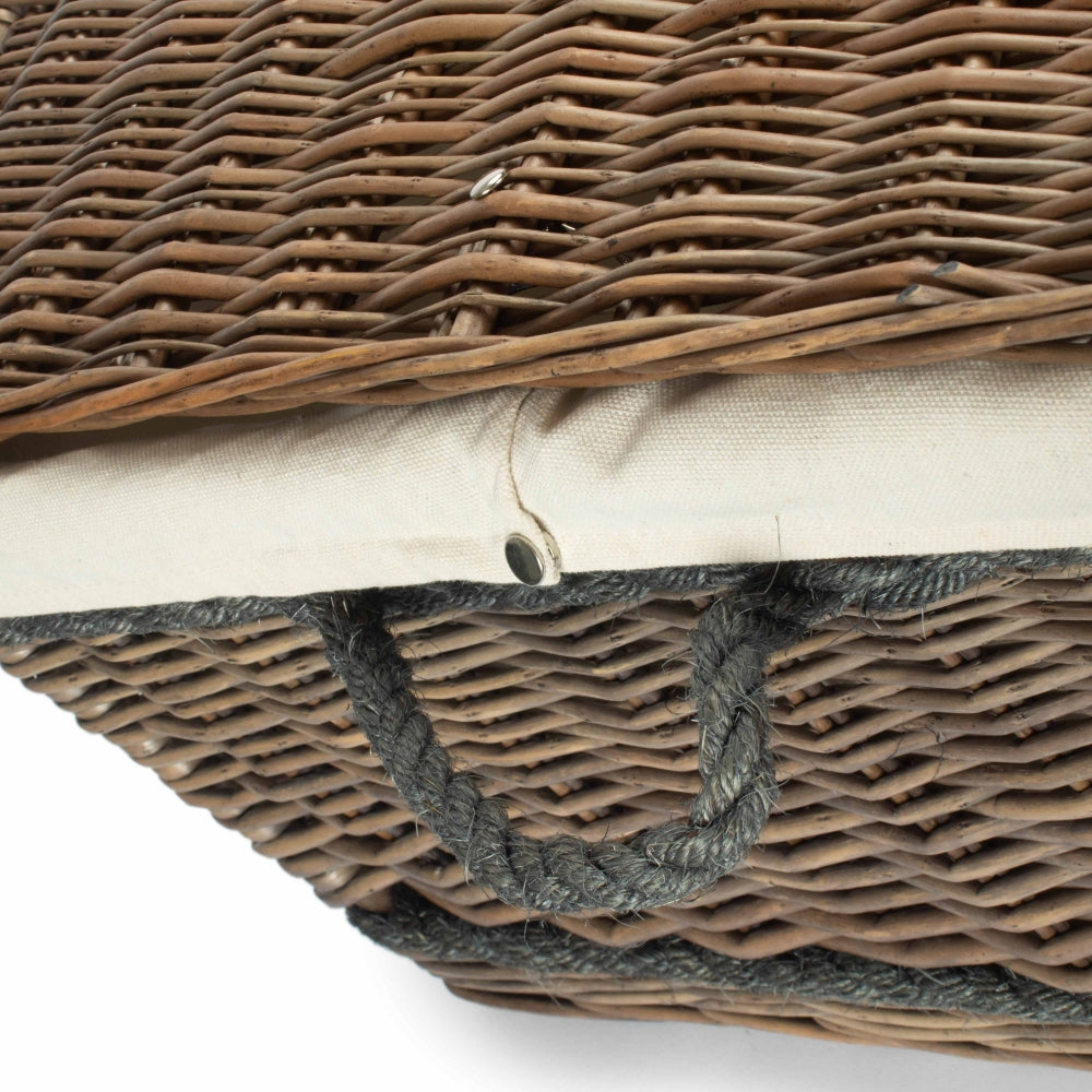 72cm Antique Wash Rope Handled Picnic Basket