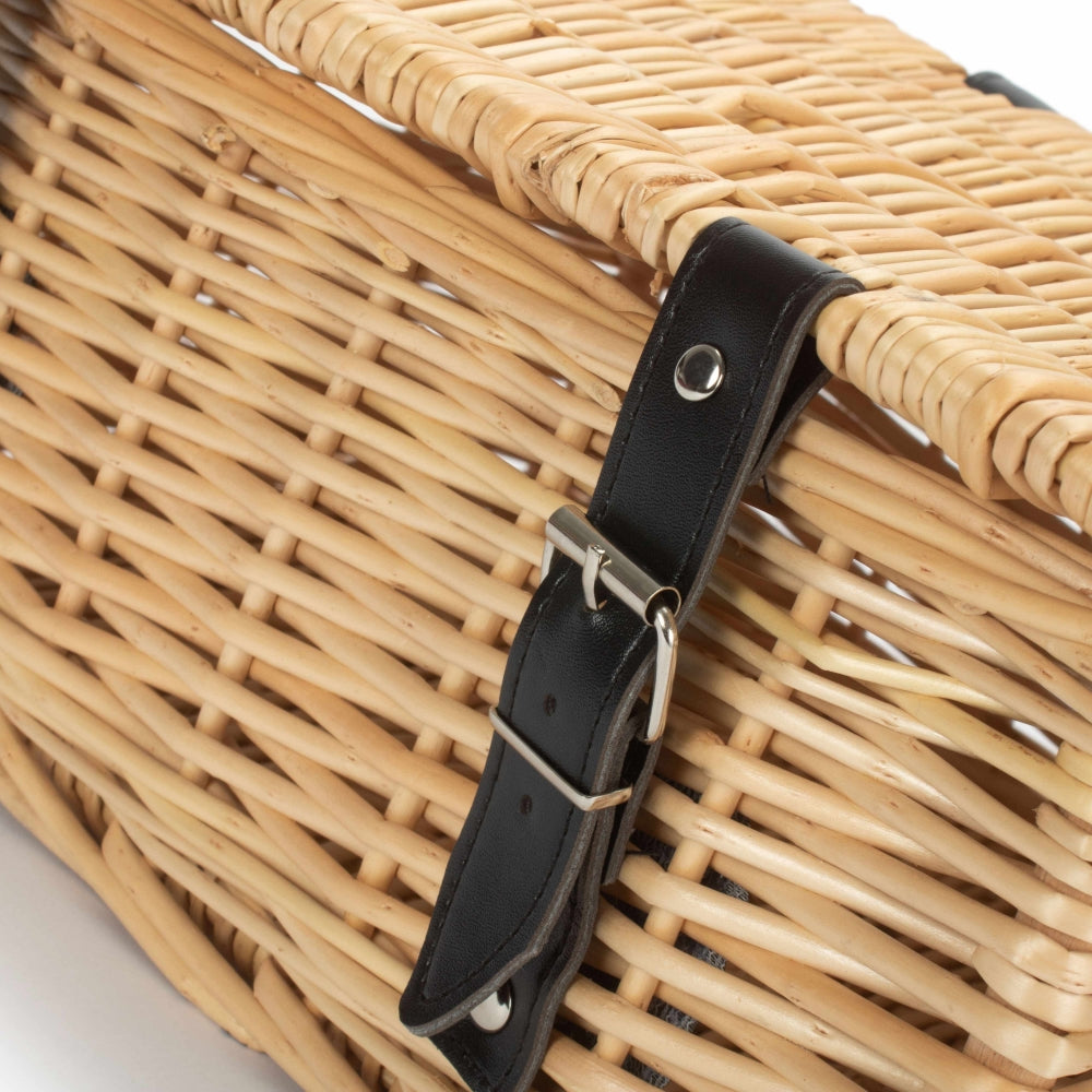 36cm Buff Wicker Empty Picnic Basket