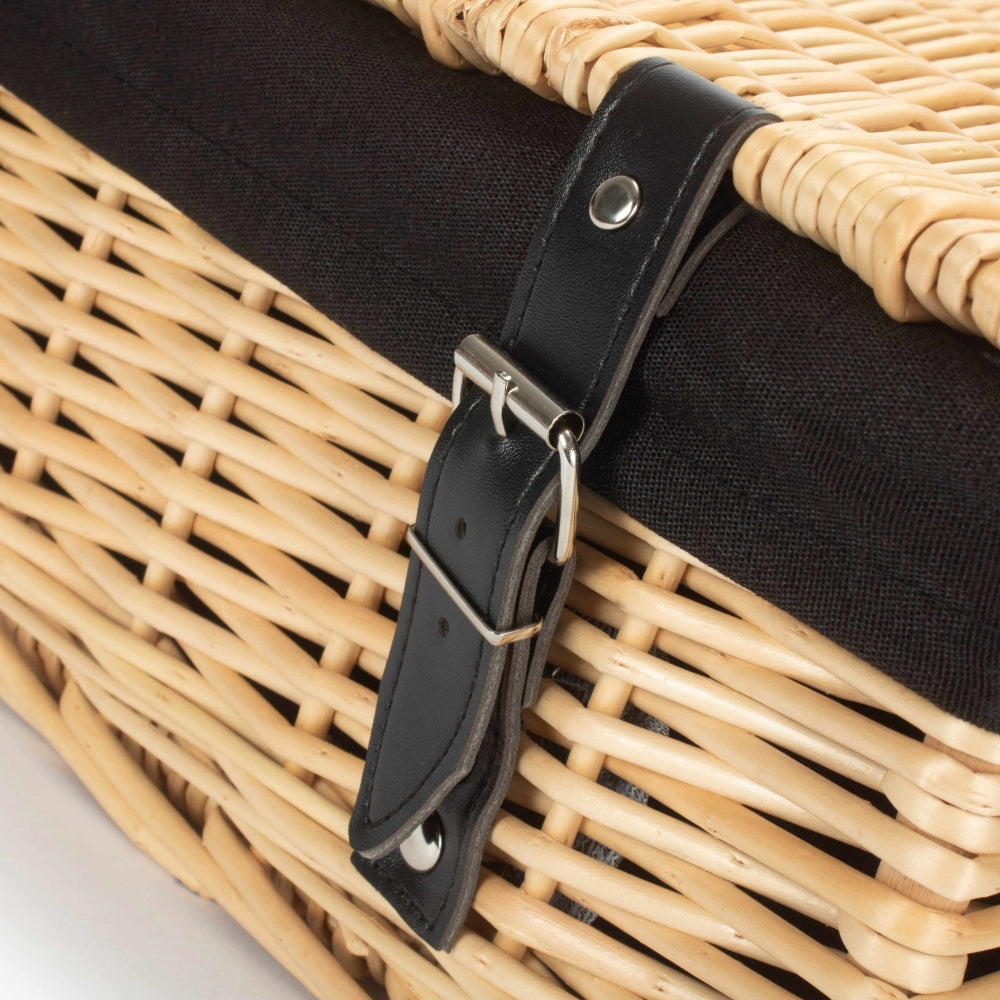 36cm Buff Wicker Empty Picnic Basket