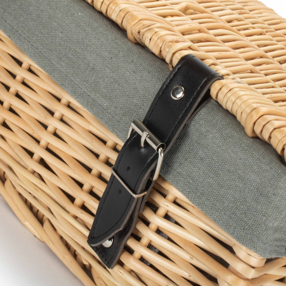 36cm Buff Wicker Empty Picnic Basket