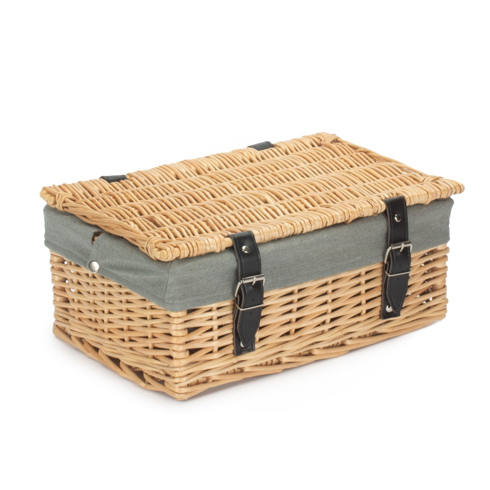 36cm Buff Wicker Empty Picnic Basket