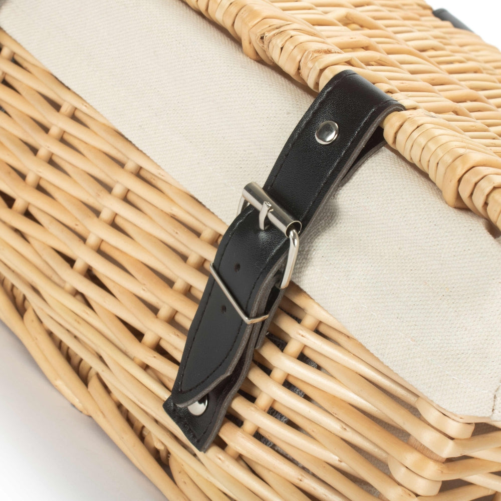 36cm Buff Wicker Empty Picnic Basket