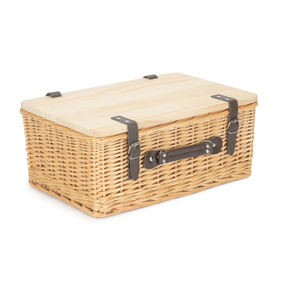 Buff Willow Empty Picnic Basket with Pinewood Lid