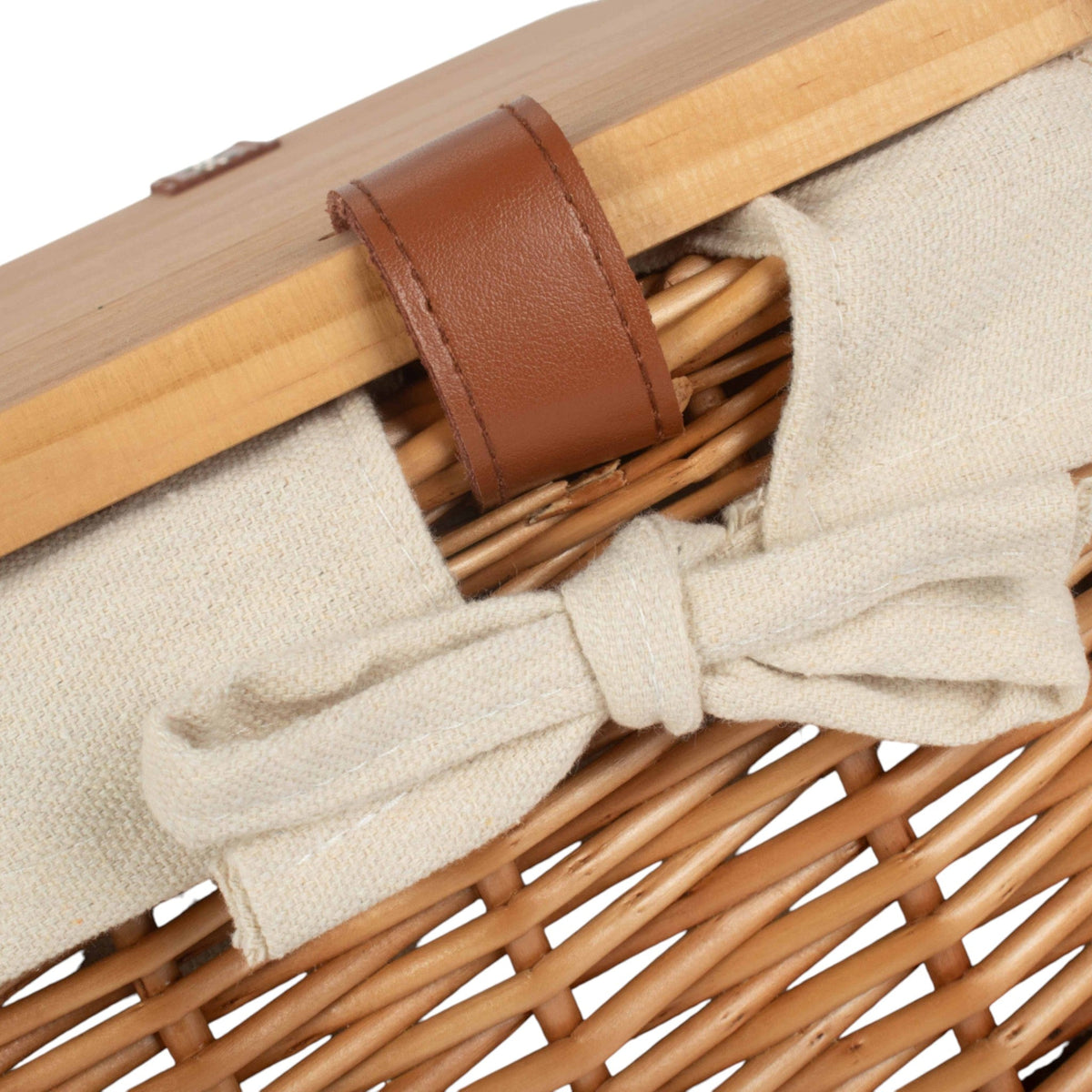 Double Steamed Red Lined Willow Empty Picnic Basket with Pinewood Lid