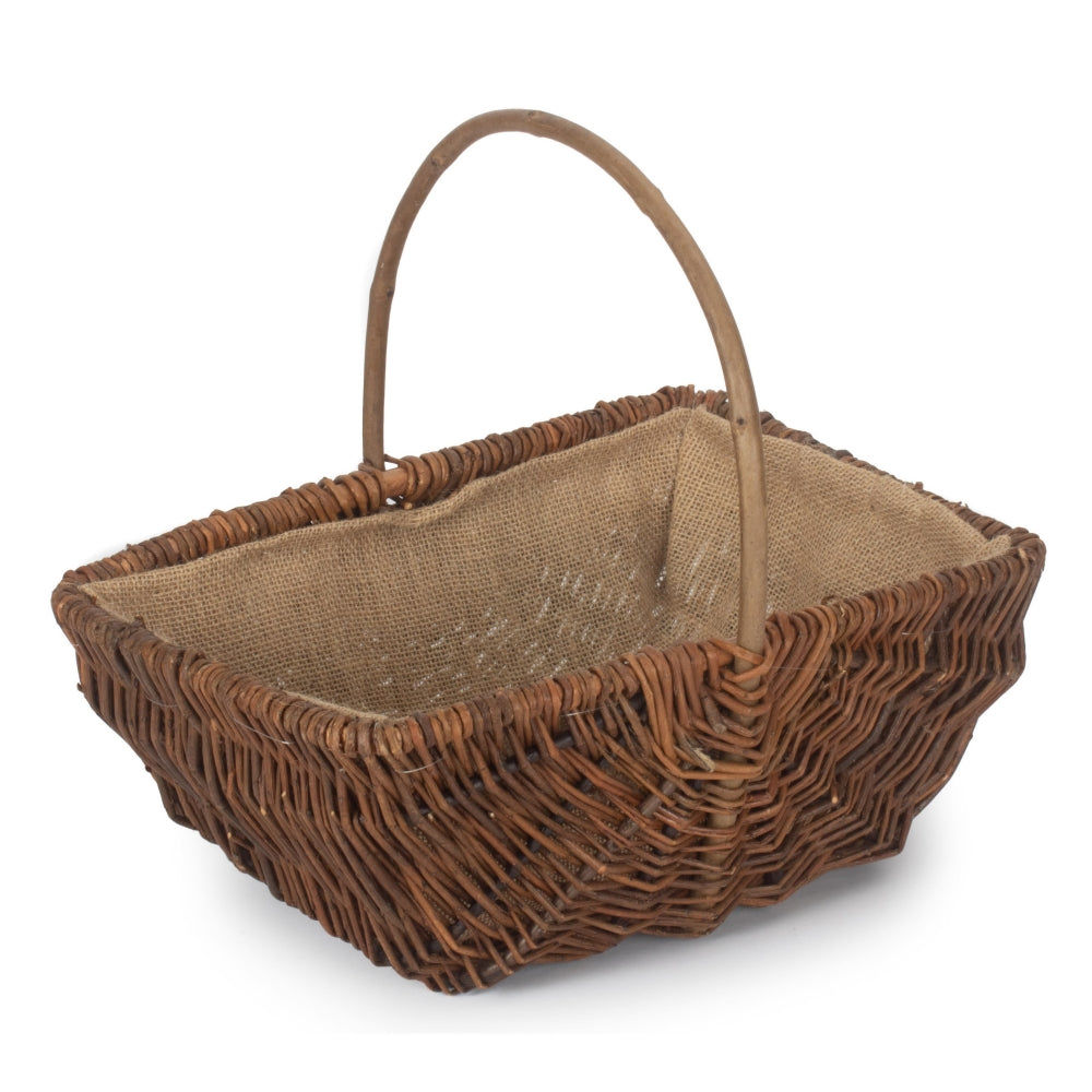 Rectangular Unpeeled Willow Garden Trug With Hessian Lining