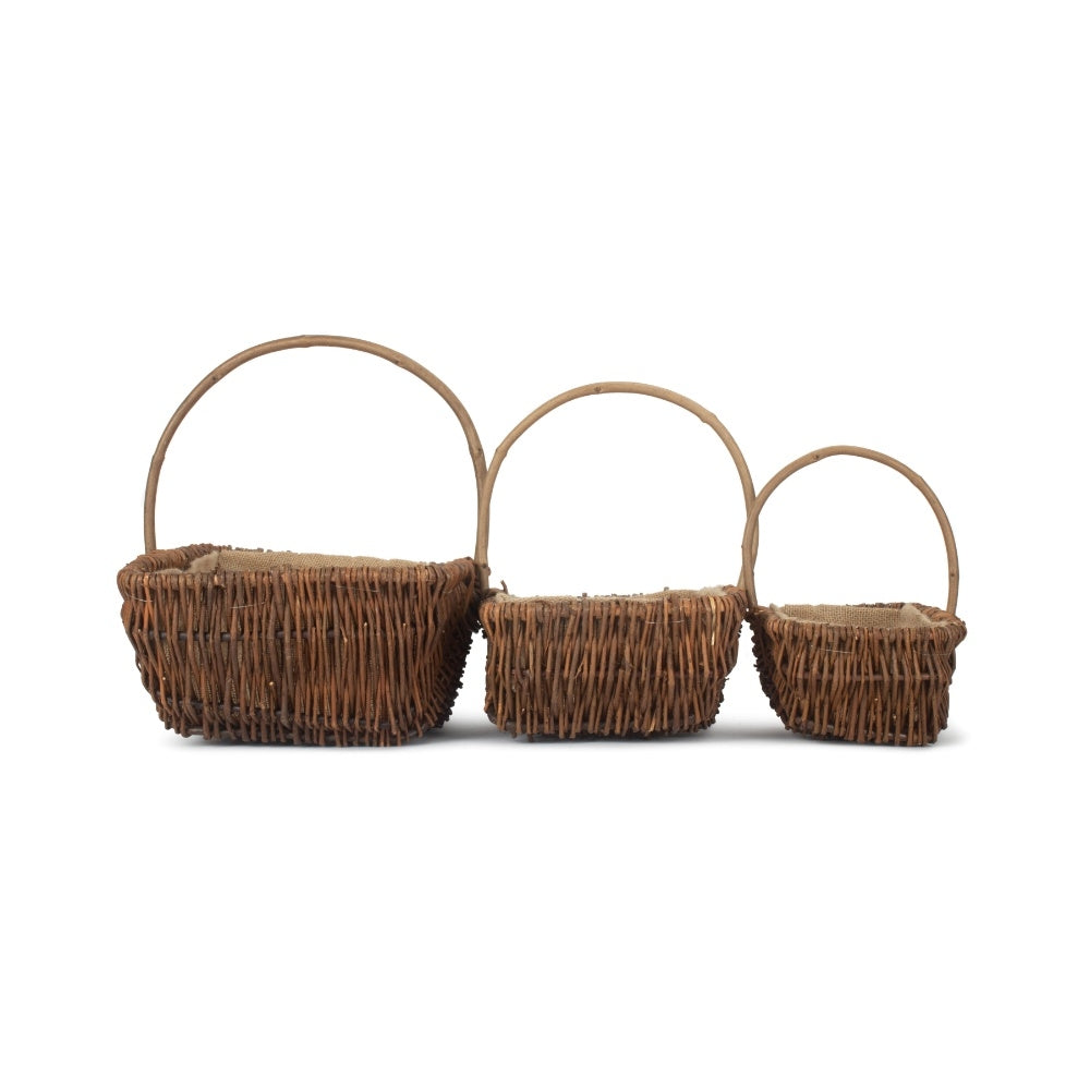 Rectangular Unpeeled Willow Garden Trug With Hessian Lining