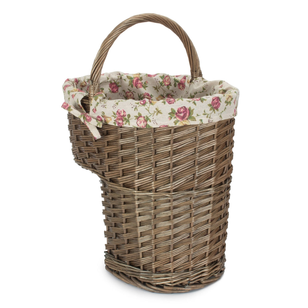 Antique Wash Willow Wicker Stair Basket