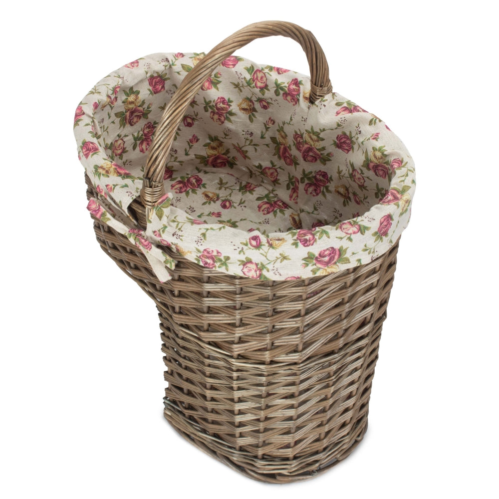 Antique Wash Willow Wicker Stair Basket
