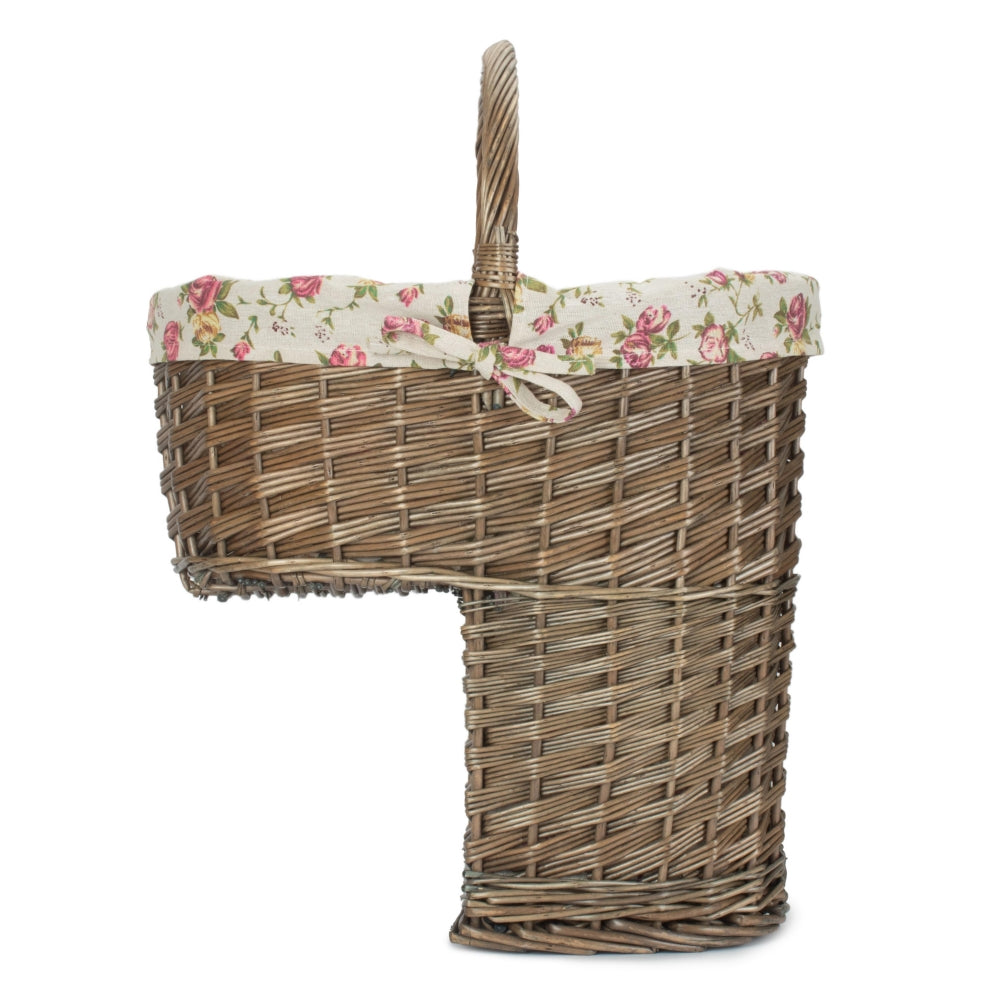 Antique Wash Willow Wicker Stair Basket