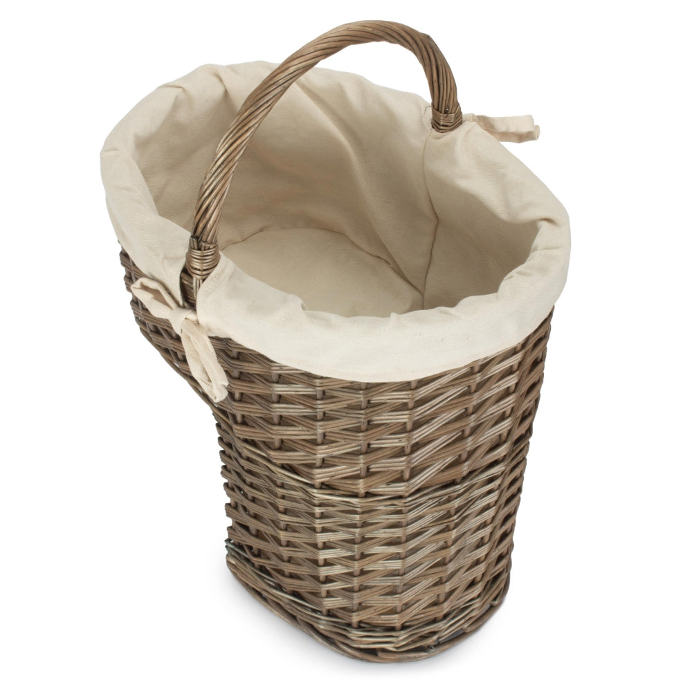 Antique Wash Willow Wicker Stair Basket