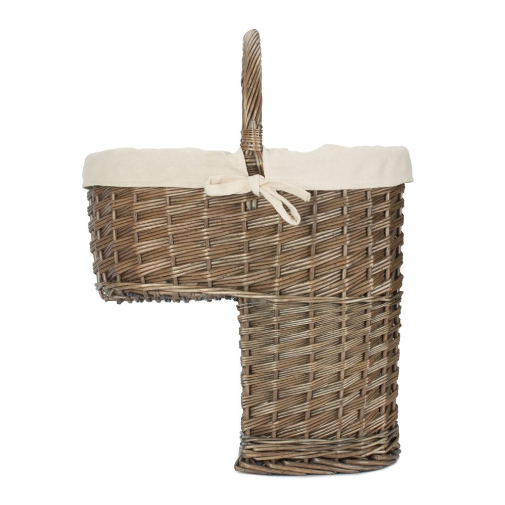 Antique Wash Willow Wicker Stair Basket