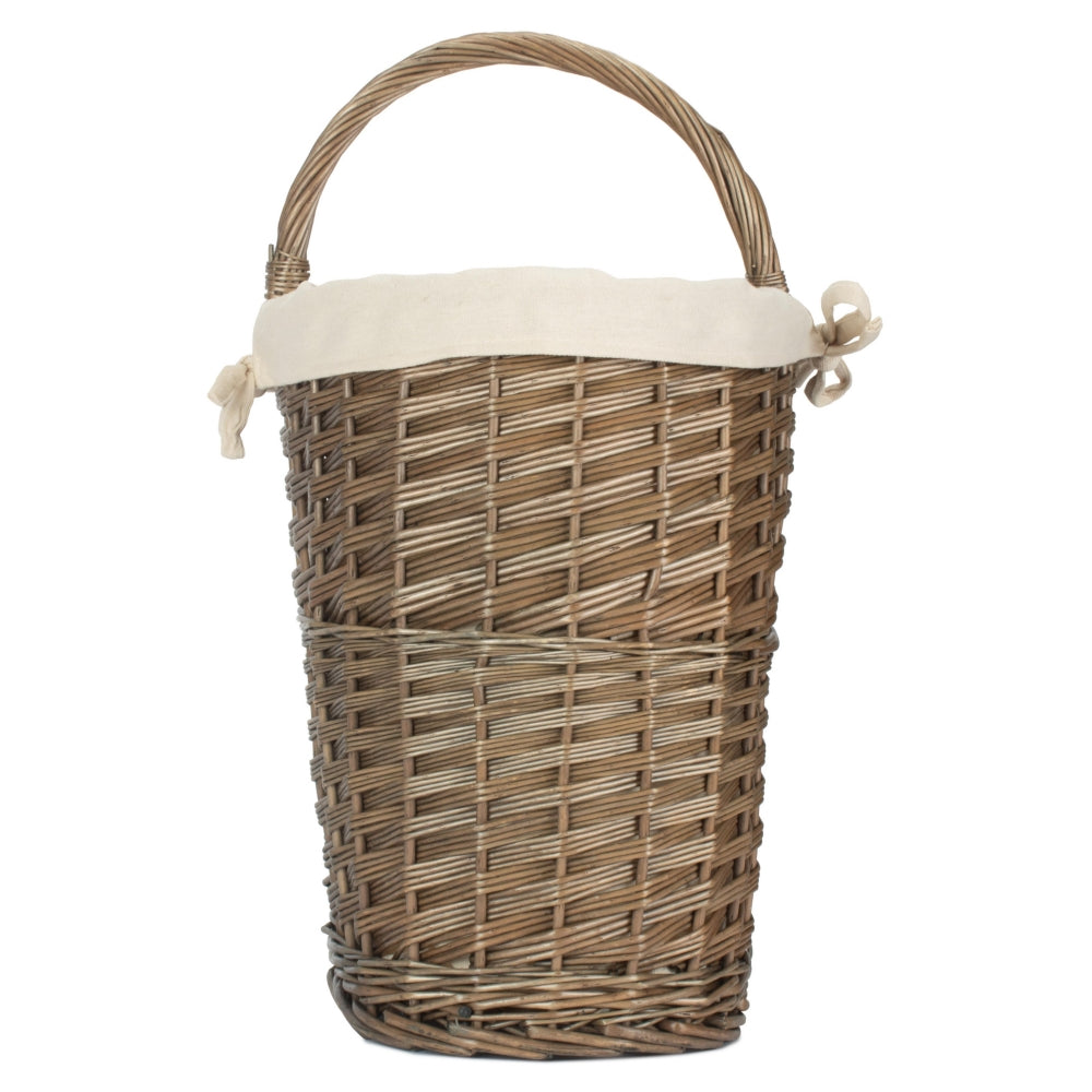 Antique Wash Willow Wicker Stair Basket