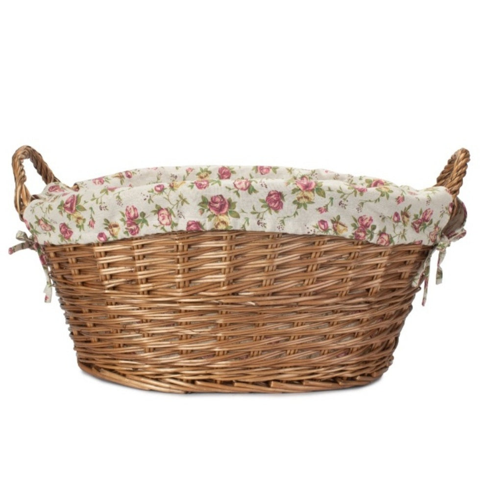 Light Steamed Lined Wicker Laundry Wash Basket