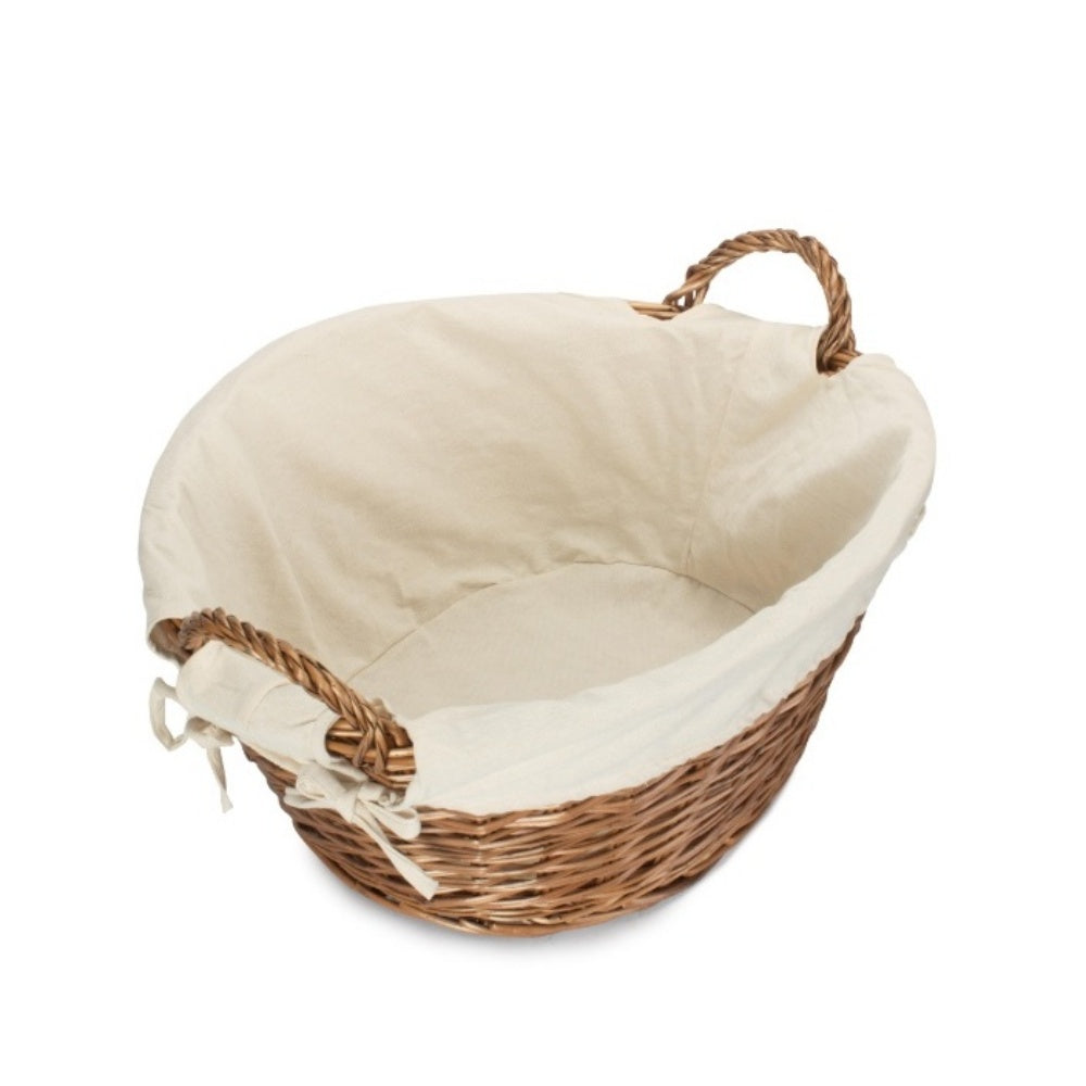 Light Steamed Lined Wicker Laundry Wash Basket