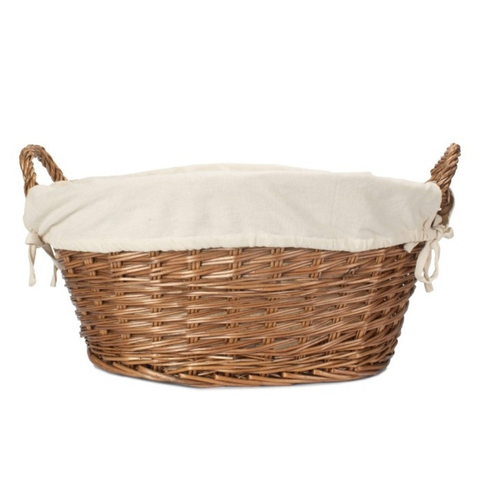 Light Steamed Lined Wicker Laundry Wash Basket