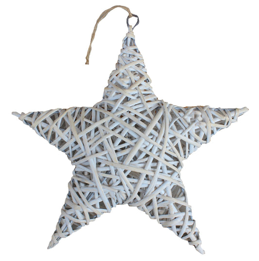 White Wash Wicker Full Star Christmas Decoration