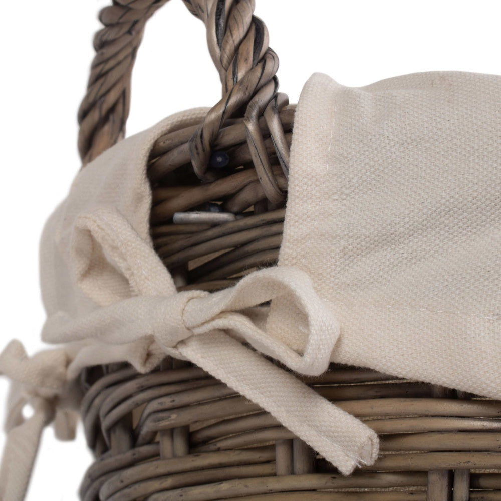 Small Wicker Laundry Wash Basket with White Lining