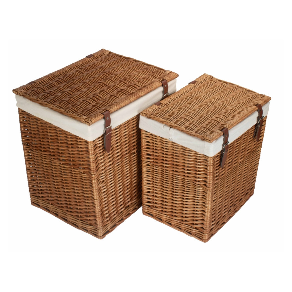 Boutique Double Steamed Wicker Laundry Basket With Lining