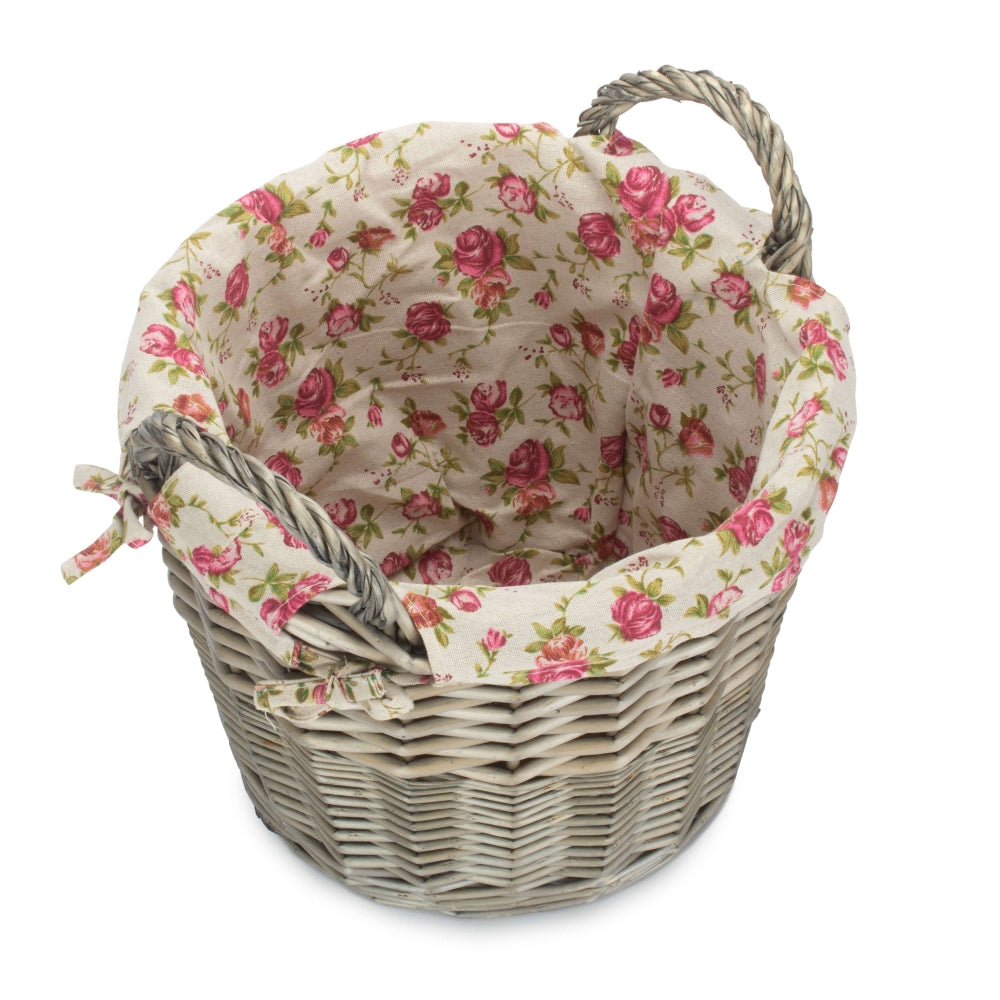 Craft Wicker Basket With Garden Rose Lining