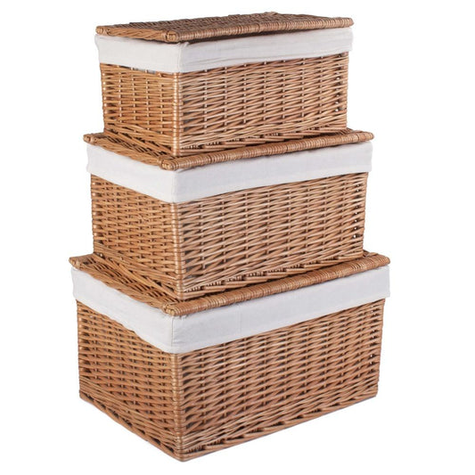 Light Steamed Cotton Lined Wicker Storage Basket
