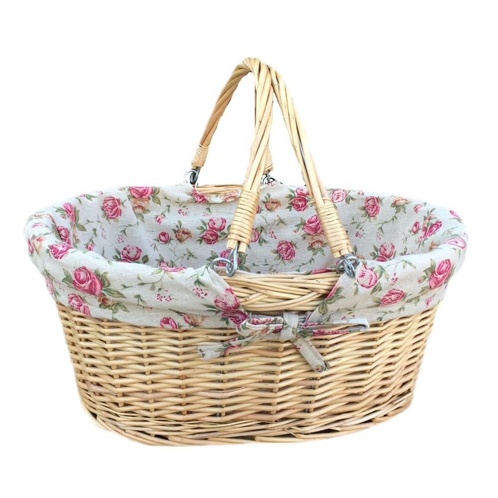 Buff Willow Medium Swing Handle Wicker Shopping Basket