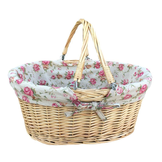 Buff Willow Medium Swing Handle Wicker Shopping Basket