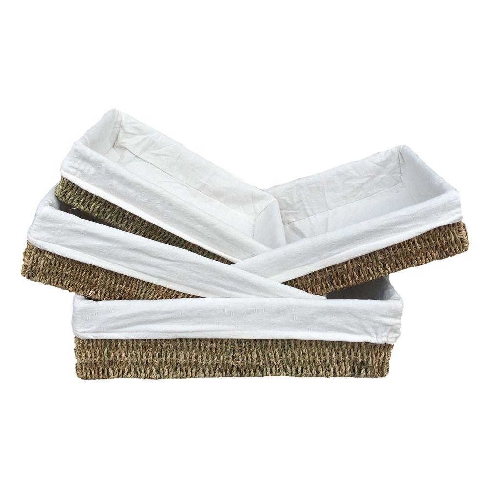 Lined Rectangular Seagrass Serving Tray