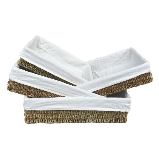 Lined Rectangular Seagrass Serving Tray