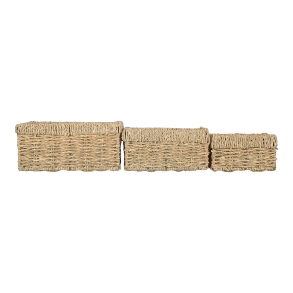 Set of 3 Rectangular Seagrass Trays