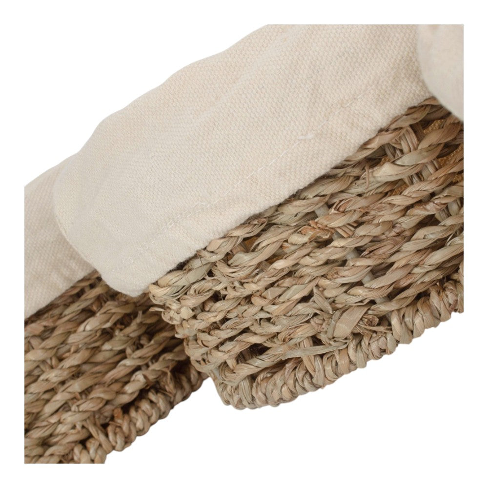 Set of 3 Round Cotton Lined Seagrass Trays