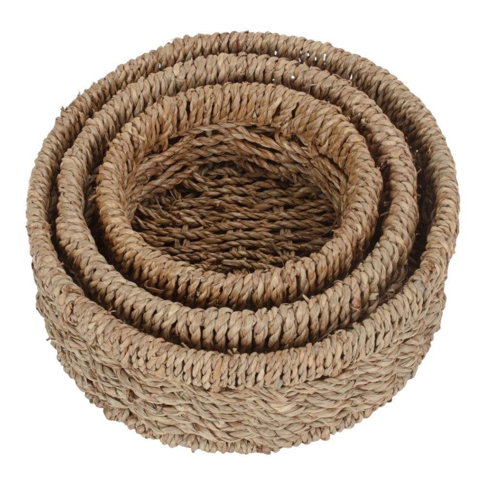 Set of 3 Round Seagrass Trays