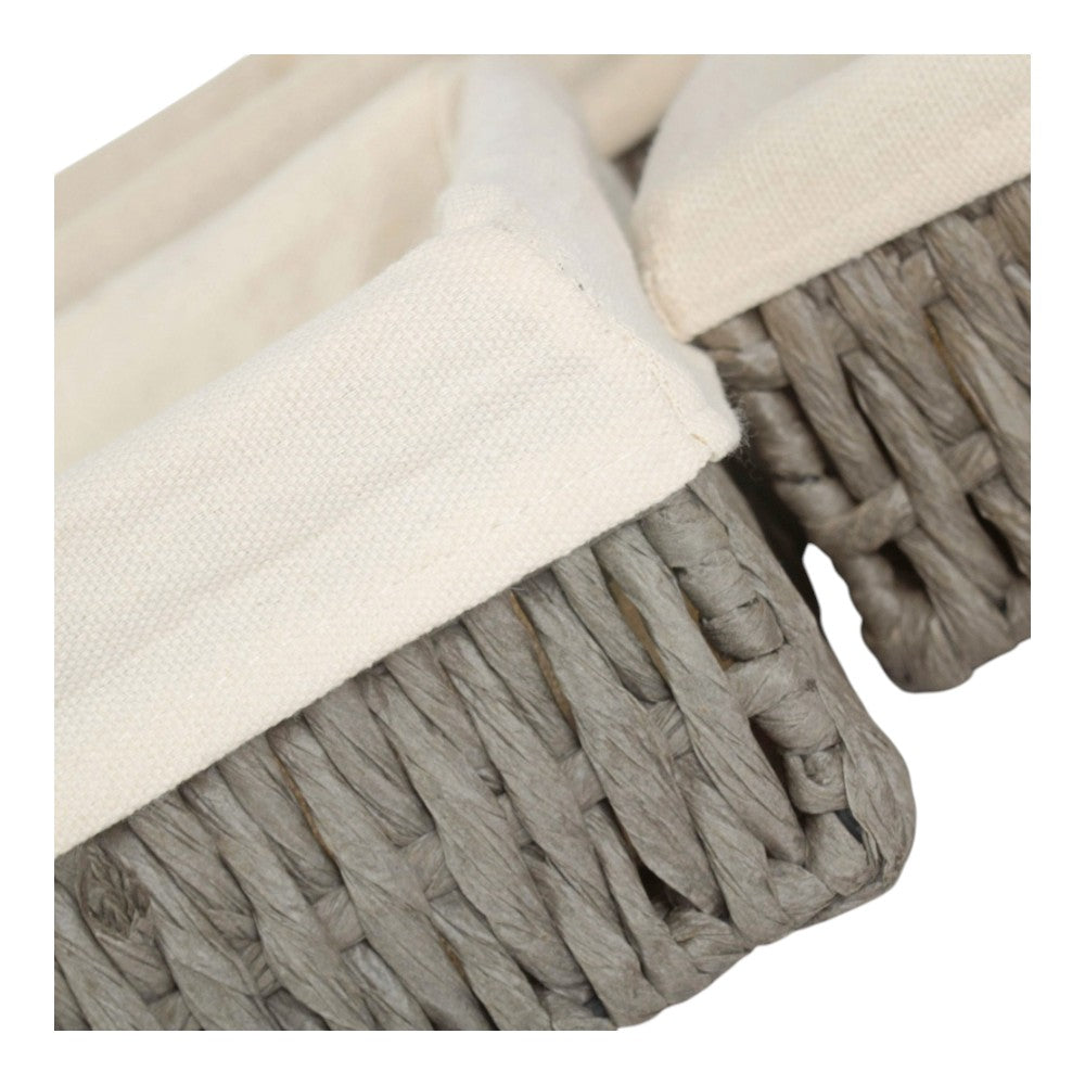 Rectangular Grey Straight-sided White Cotton Linen Paper Rope Trays