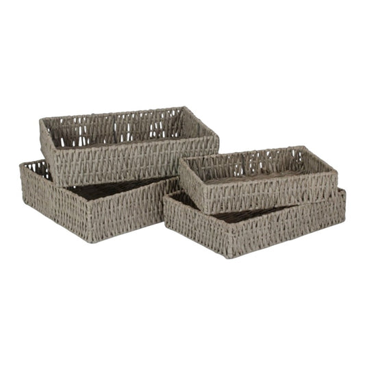 Rectangular Grey Straight-sided Paper Rope Trays