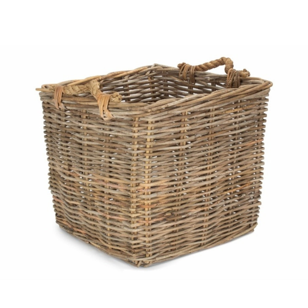 Square Grey Rattan Log Basket
