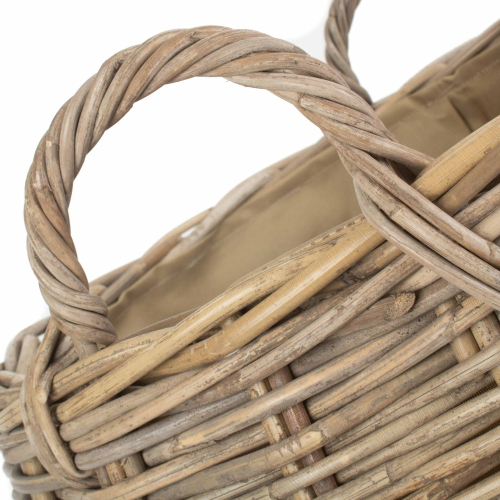 Amphora Rattan Log Basket with Cordura Lining