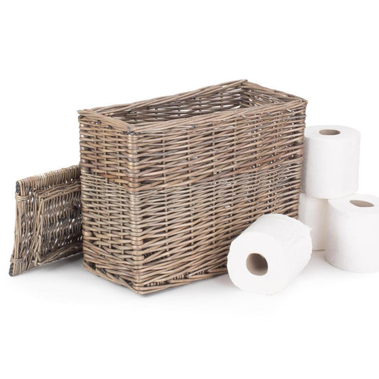 Rectangular Toilet Tidy Lidded Wicker Basket