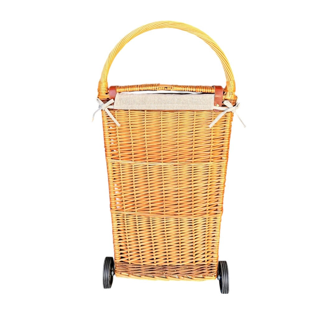 Full Buff Willow Wheeled Shopping Basket