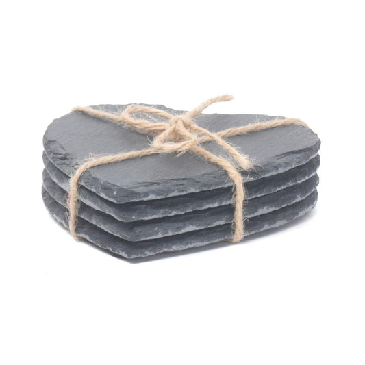 Set of 4 Drinks Heart-Shaped Slate Coaster Set