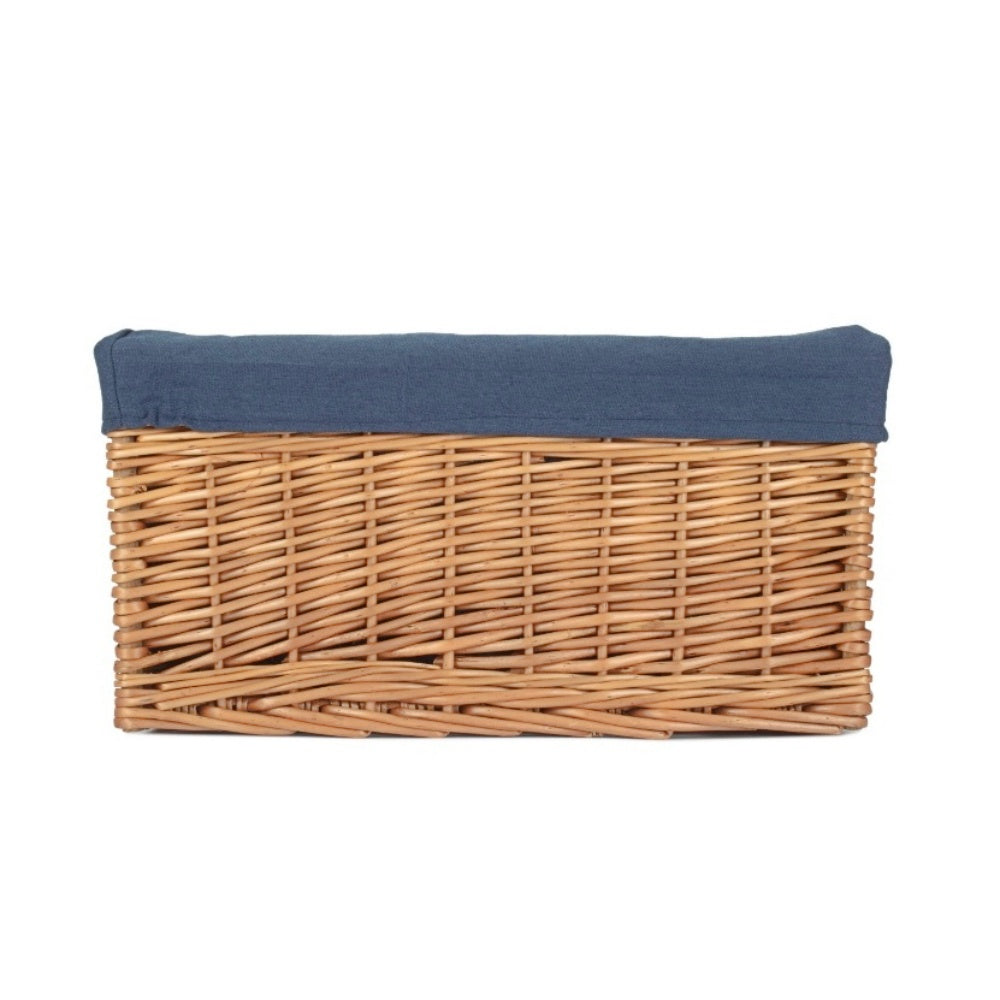 Double Steamed Navy Cotton Lined Willow Storage Basket