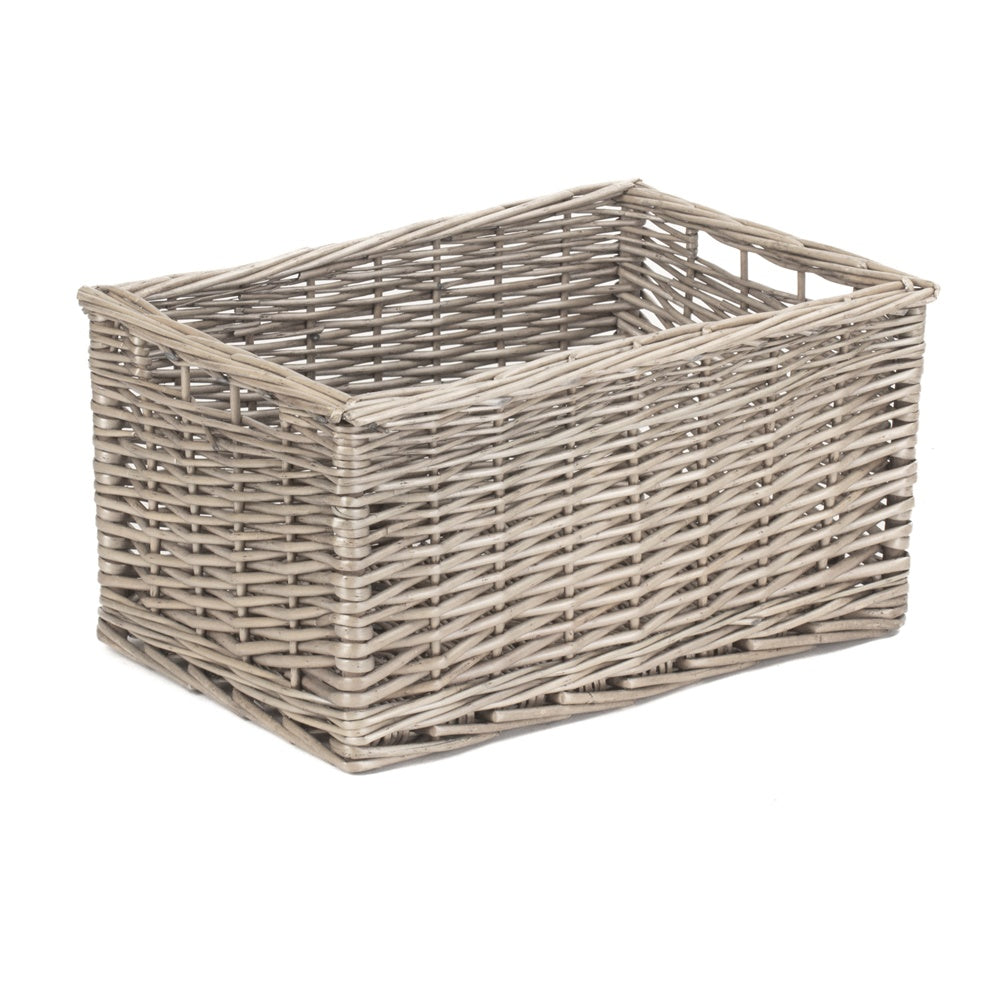 Antique Wash Unlined Wicker Storage Basket