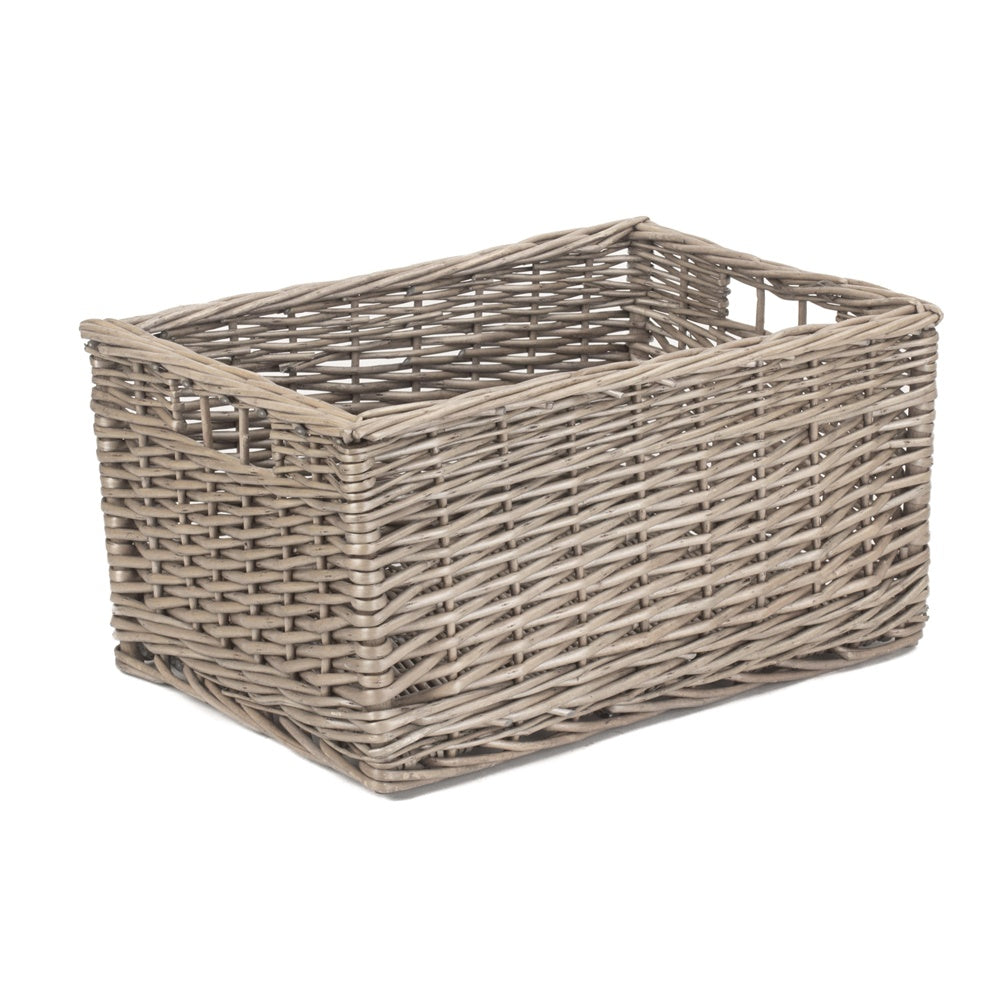 Antique Wash Unlined Wicker Storage Basket