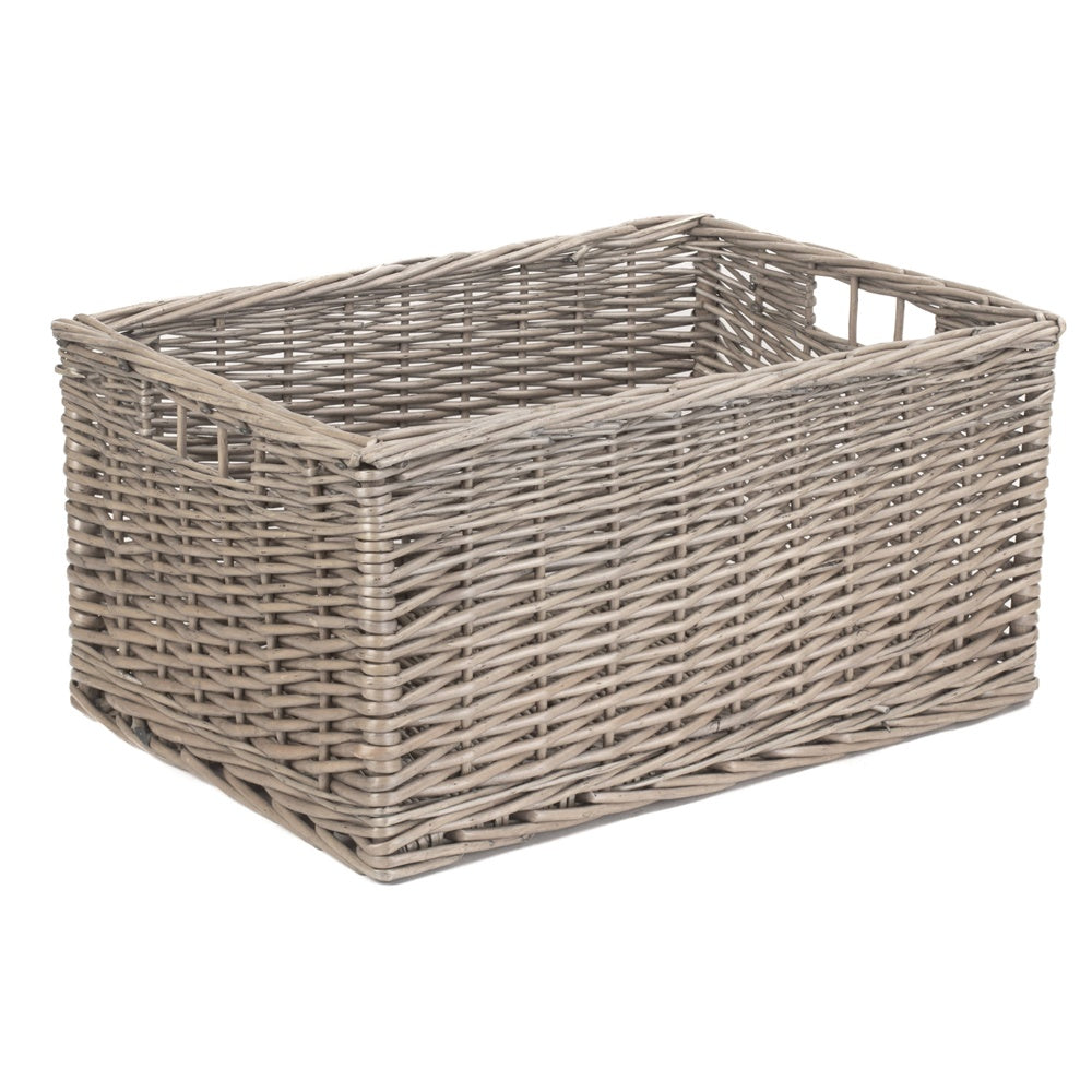 Antique Wash Unlined Wicker Storage Basket
